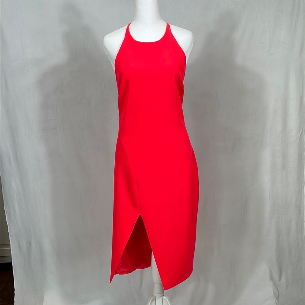 Bardot Dress Midi Size 6 Coral Color Strappy Back